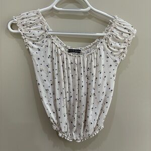 Brandy Melville White Floral Top